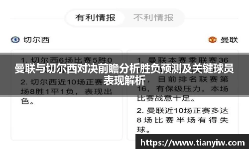 曼联与切尔西对决前瞻分析胜负预测及关键球员表现解析